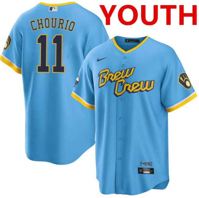 Youth Milwaukee Brewers #11 Jackson Chourio Powder Blue City Connect Cool Base Stitched Jersey,We sell and wholesale Youth Milwaukee Brewers #11 Jackson Chourio Powder Blue City Connect Cool Base Stitched Jersey on line form chian!